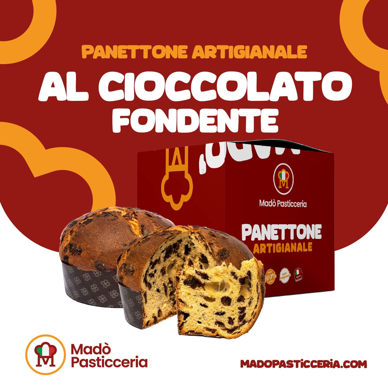 Panettone Artigianale Cioccolato Fondente 60% - Madò Pasticceria