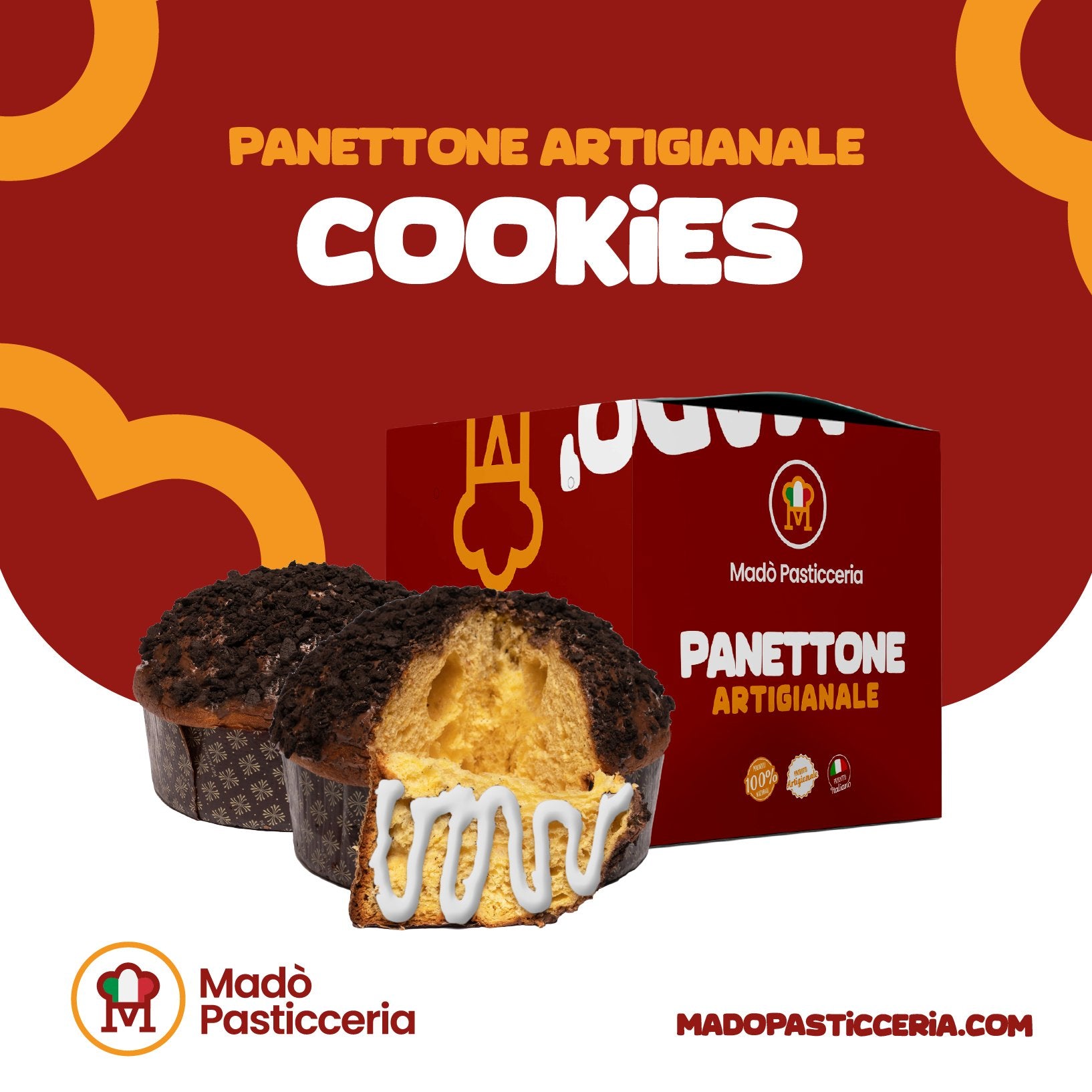 Panettone artigianale con crema Cookies - Madò Pasticceria