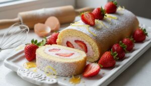 Rotolo alla crema e fragole di primavera, bello da vedere e facile da preparare