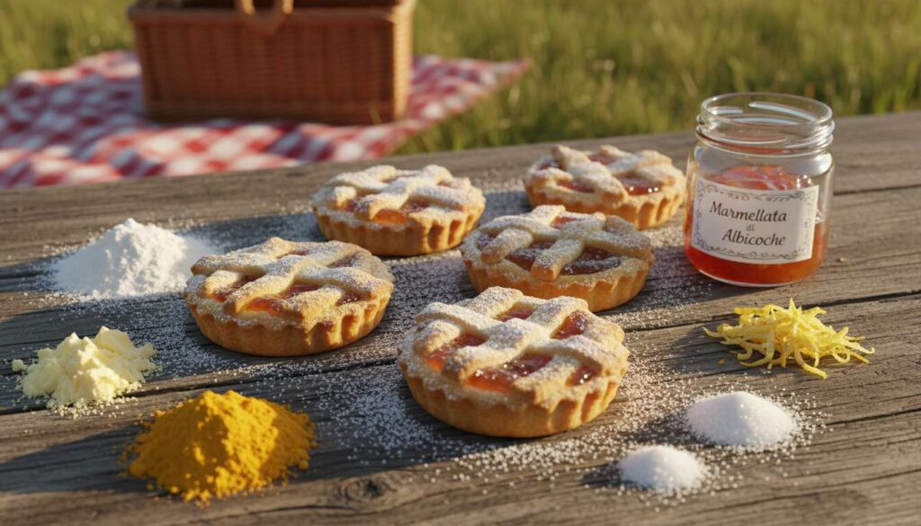 Crostatine ripiene di marmellata di albicocche, perfette da portare al picnic