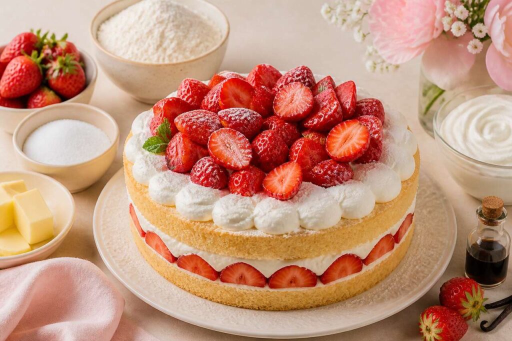 Torta di fragole e mascarpone per la Festa della Mamma, soffice e pronta in un'ora