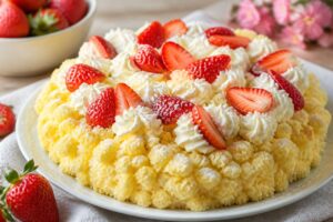 Torta mimosa rivisitata con fragole fresche, il dolce perfetto per la mamma