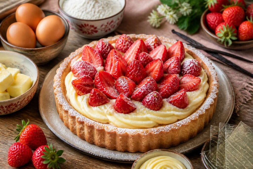 Crostata morbida alla crema e fragole, un solo impasto base per un dolce perfetto
