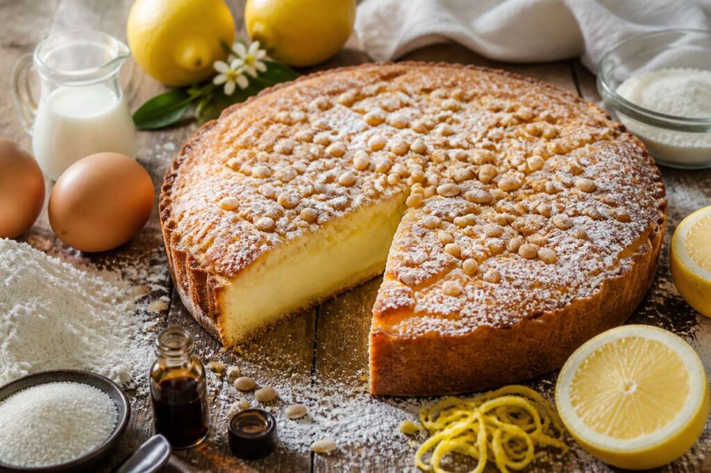 Torta della nonna al limone con crema profumata, la variante primaverile più amata