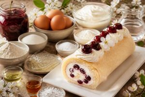 Rotolo alla crema Chantilly e ciliegie di Vignola, il dolce di fine maggio
