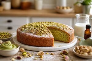 Torta al pistacchio di Bronte della pasticceria palermitana, soffice e aromatica